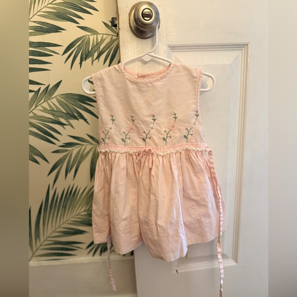 Vintage Embroidered Pink Dress 9-12 Months